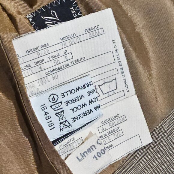 Vitale Barberis Canonico Italy Dei Giovani Wool Beige Plaid Blazer Jacket 40R - Picture 10 of 10